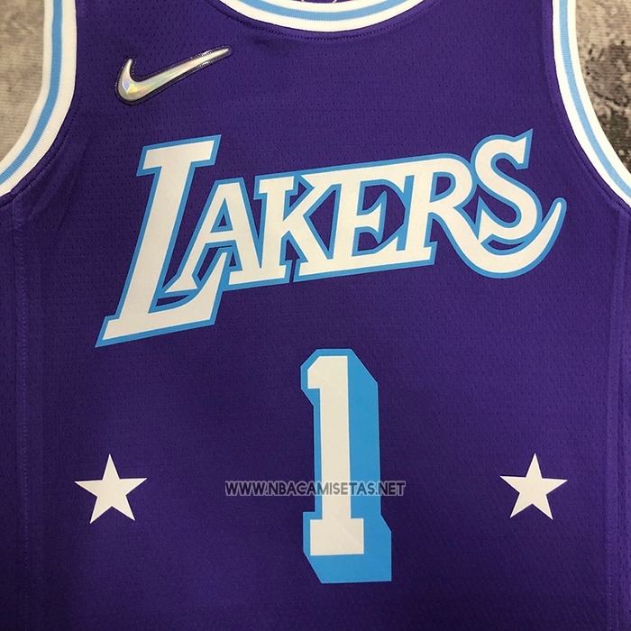 Camiseta Los Angeles Lakers D'Angelo Russell NO 1 Ciudad 2021-22 Violeta